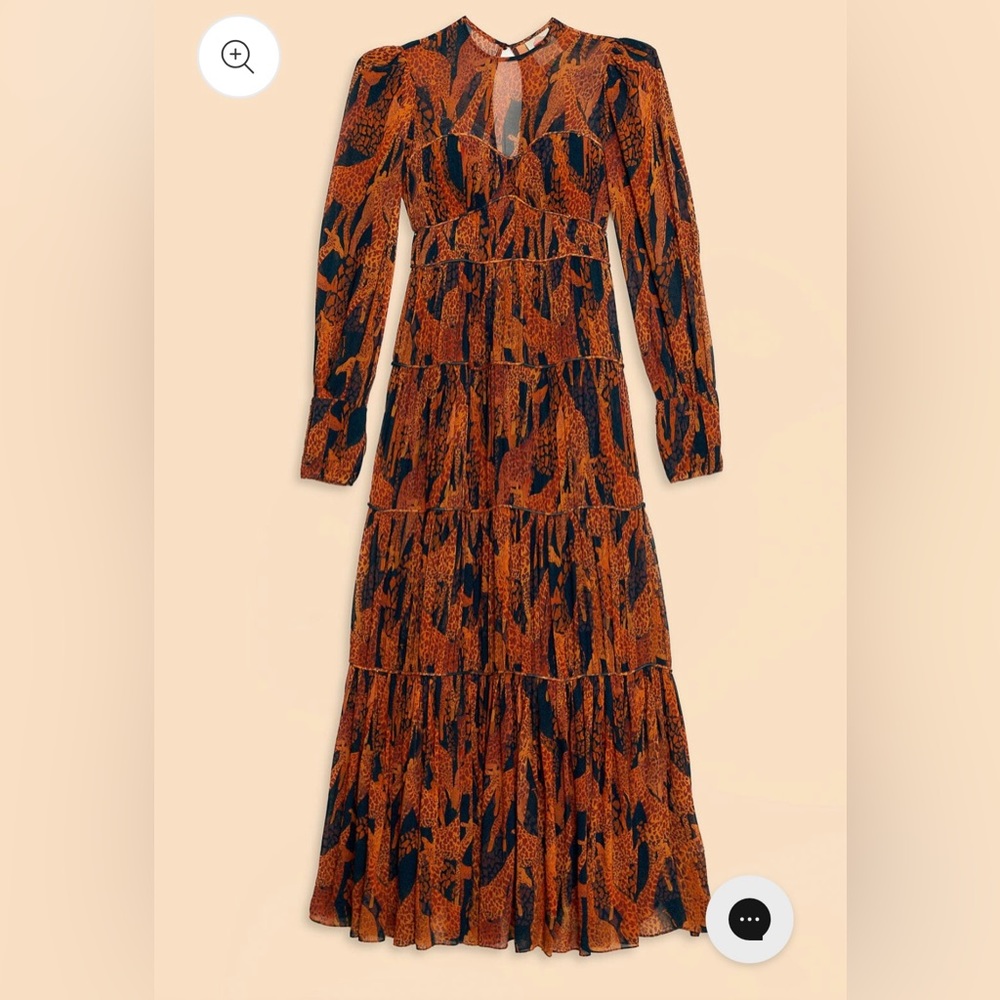 FARM RIO GIRAFFES PUFF SLEEVE MAXI DRESS